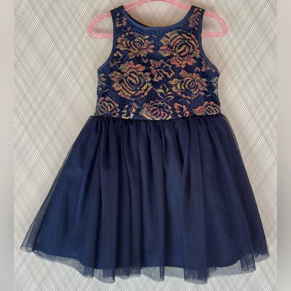 mia and mimi- Floral sleeveless navy Lace Dress NWT (Size 2t) - Picture 2 of 8